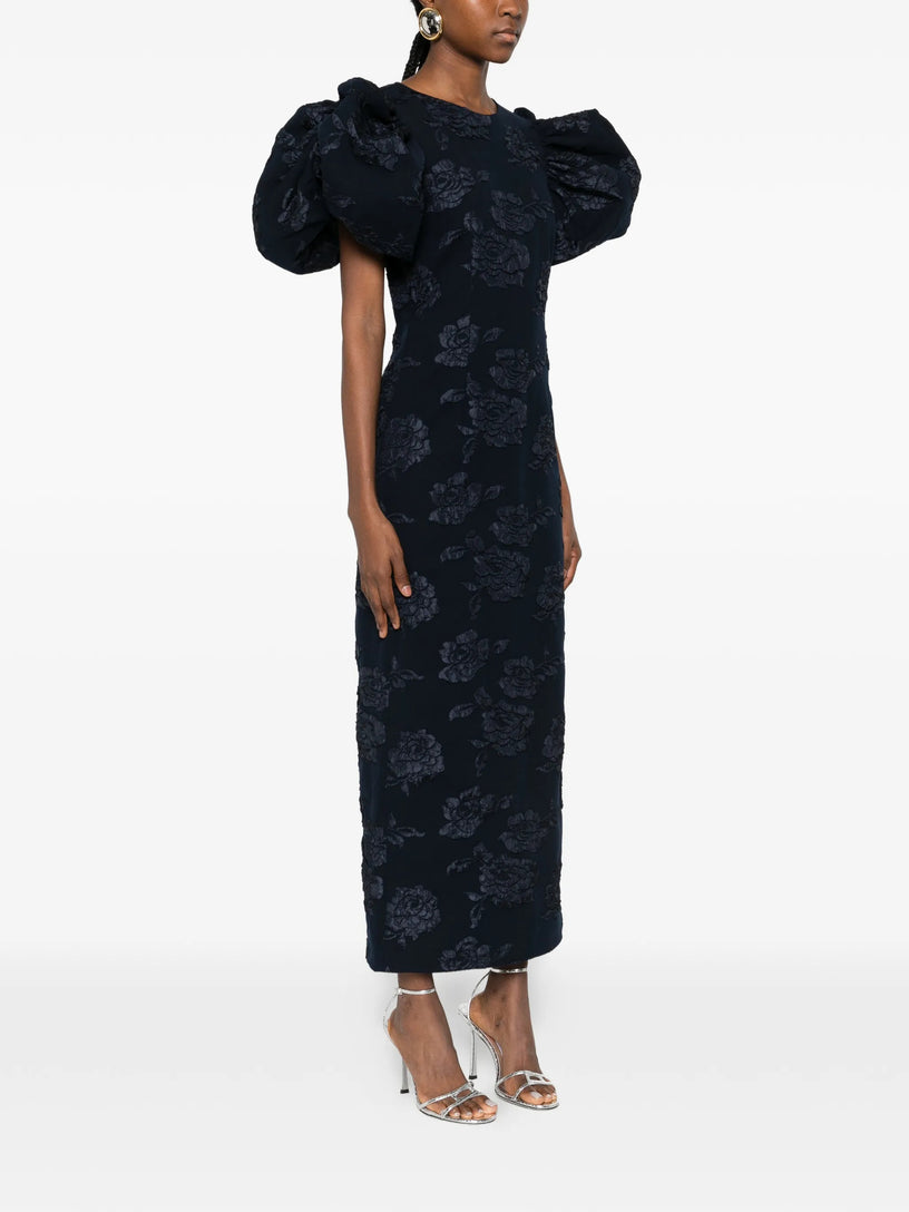 Jacquard puff maxi dress