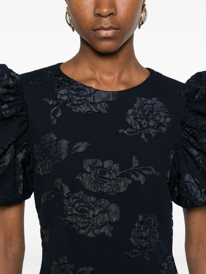 Jacquard puff maxi dress