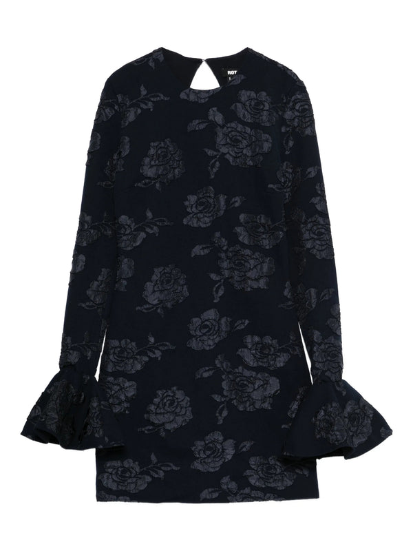 Floral-motif mini dress