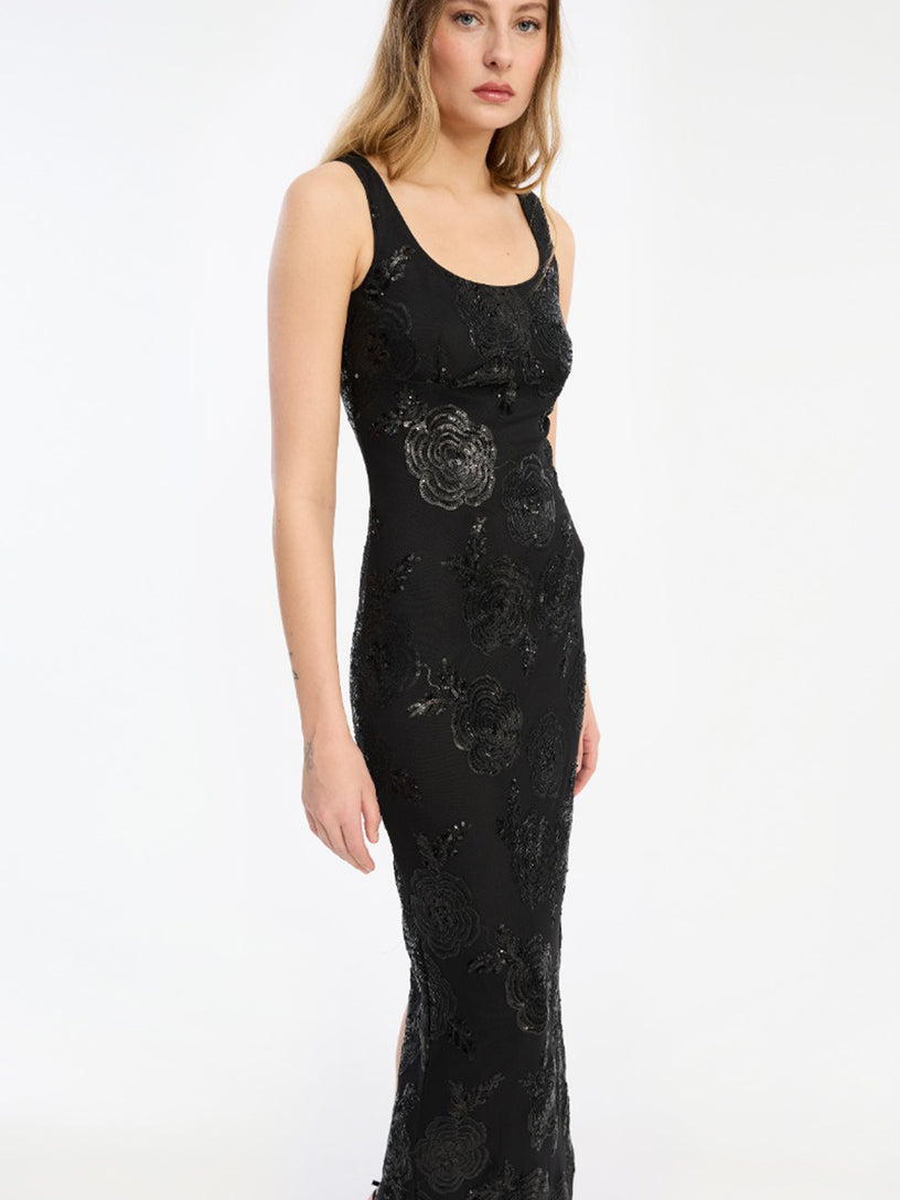 Sequins Fitted Maxi Dress
