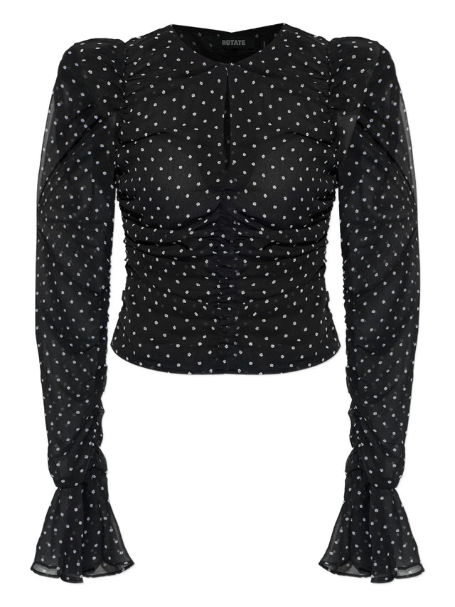 Chiffon ruched LS top