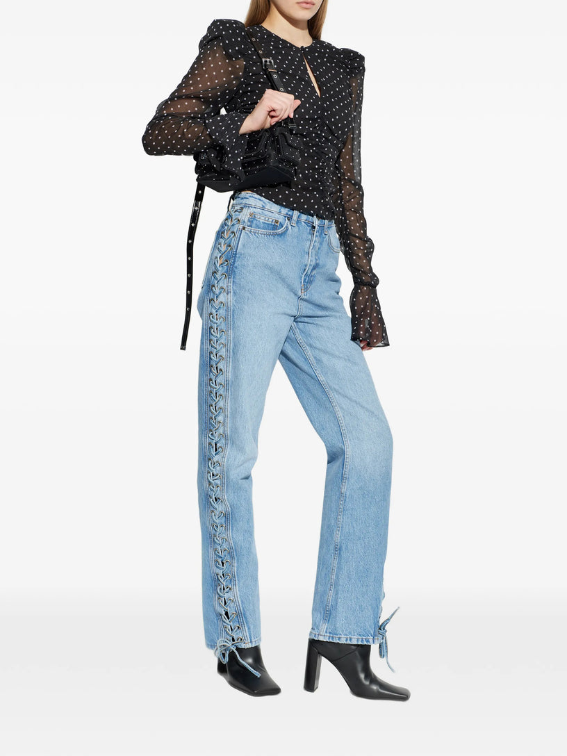 Chiffon ruched LS top