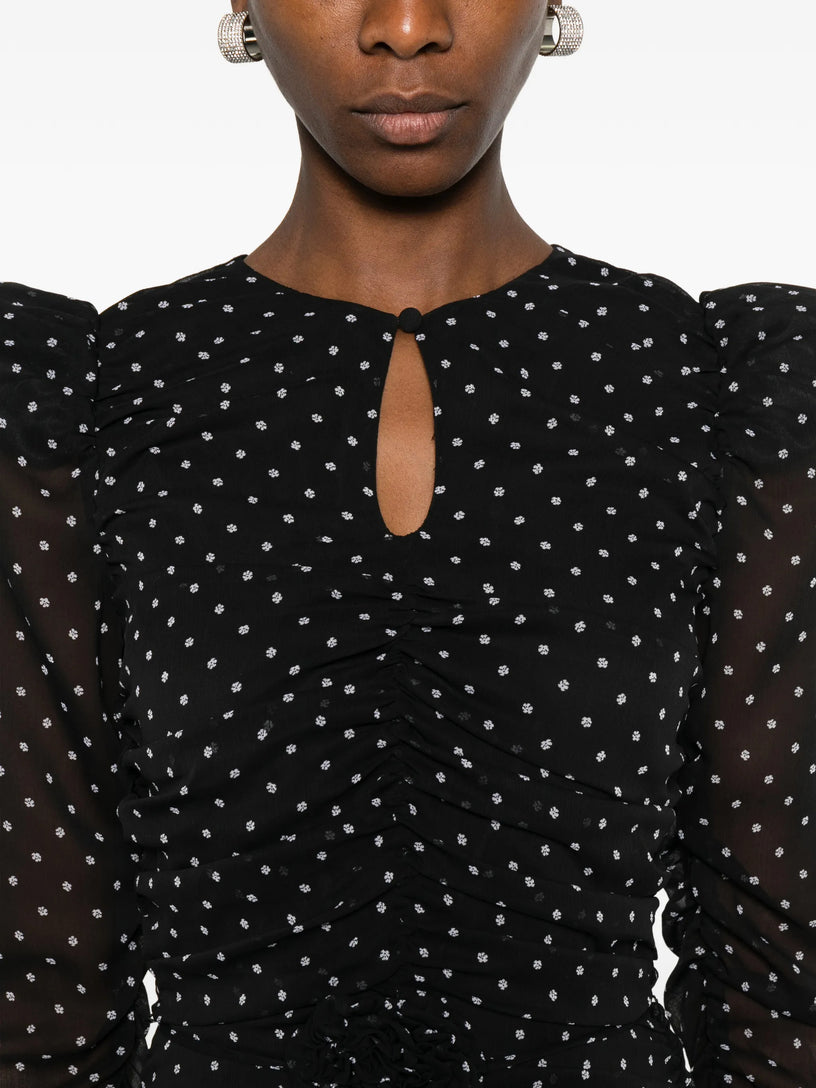 Floral-dot mini dress