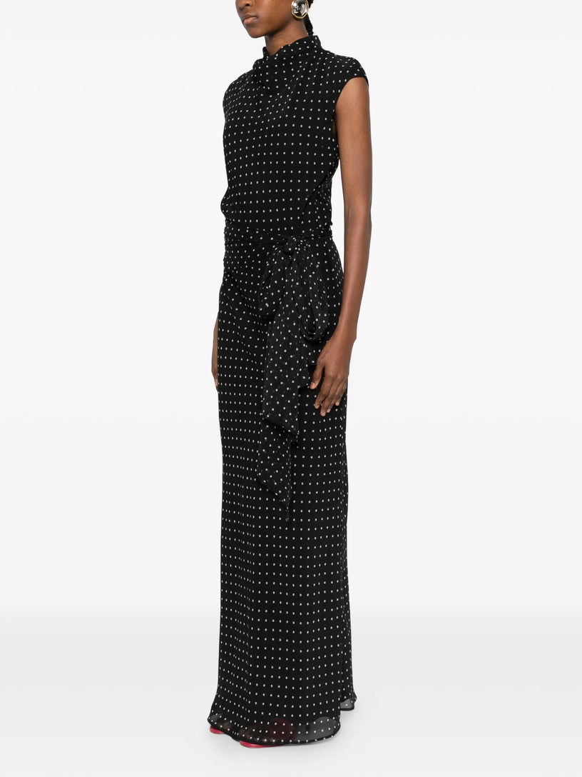 Floral-dot long dress