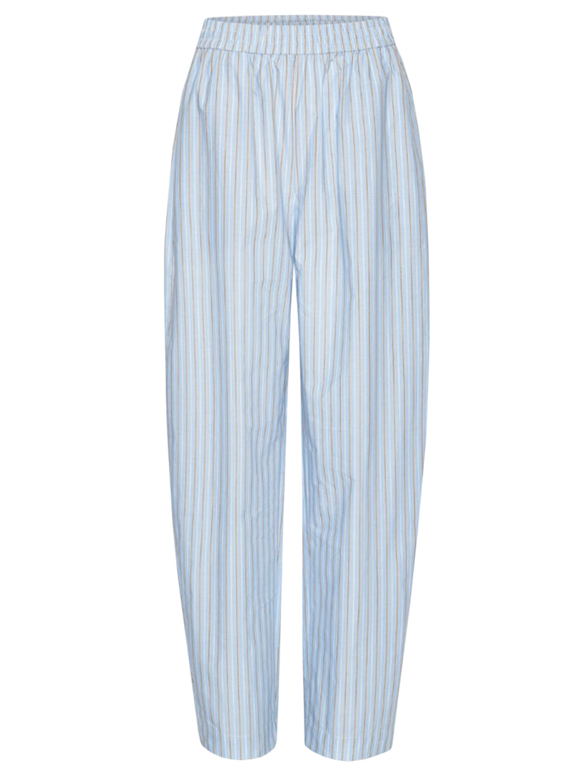 Striped-pattern tapered trousers