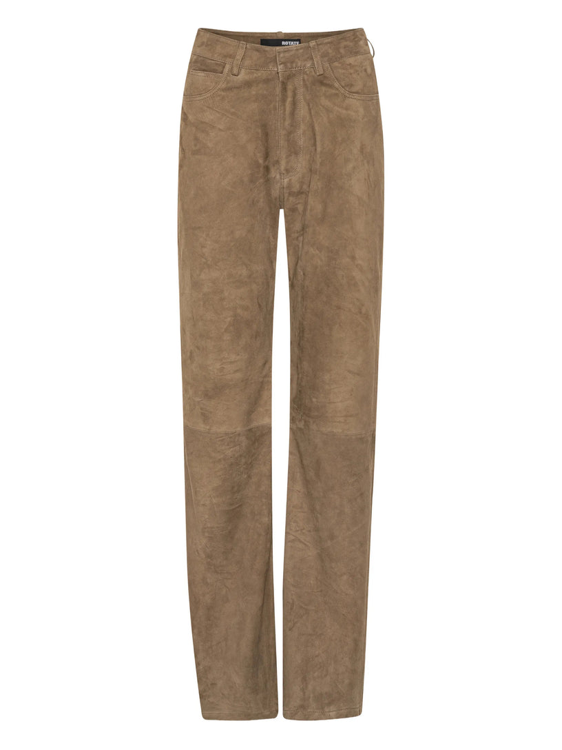 Straight suede trousers