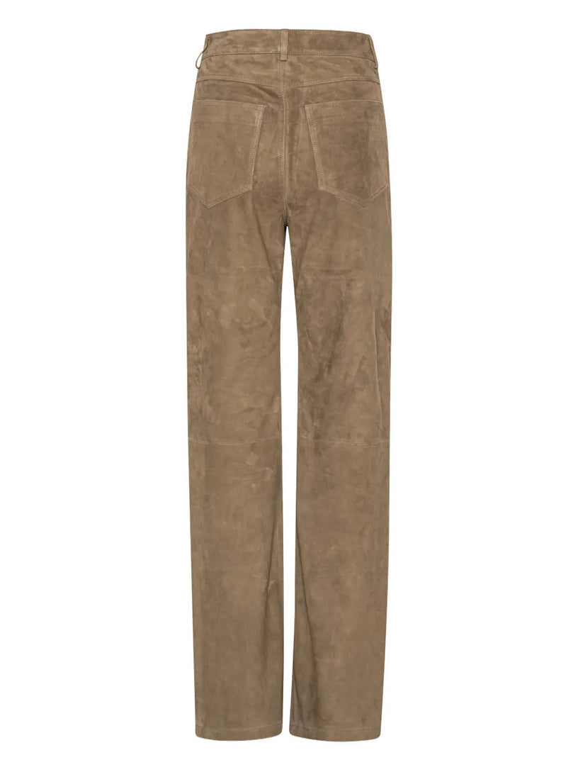 Straight suede trousers