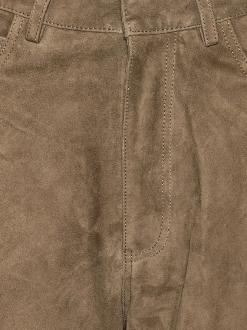 Straight suede trousers