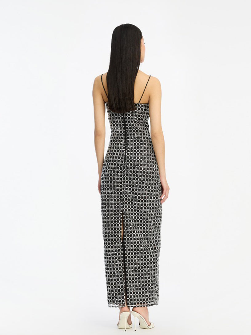 Beaded maxi slip dress ROTATE Nero