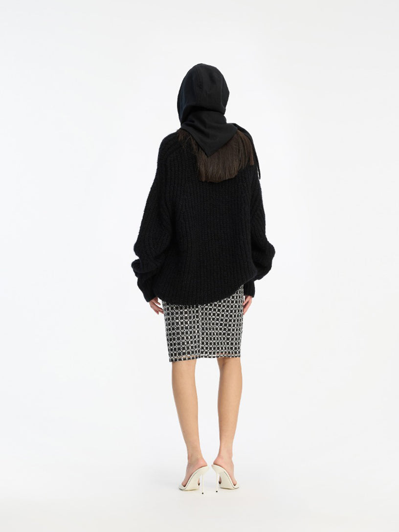 Beaded long mini skirt