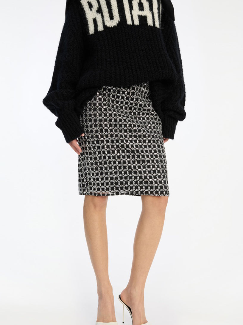 Beaded long mini skirt