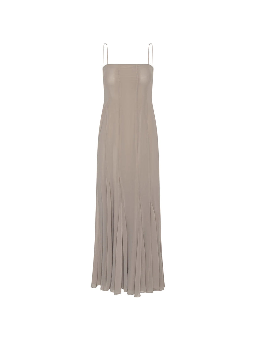 Long chiffon dress with shoulder straps