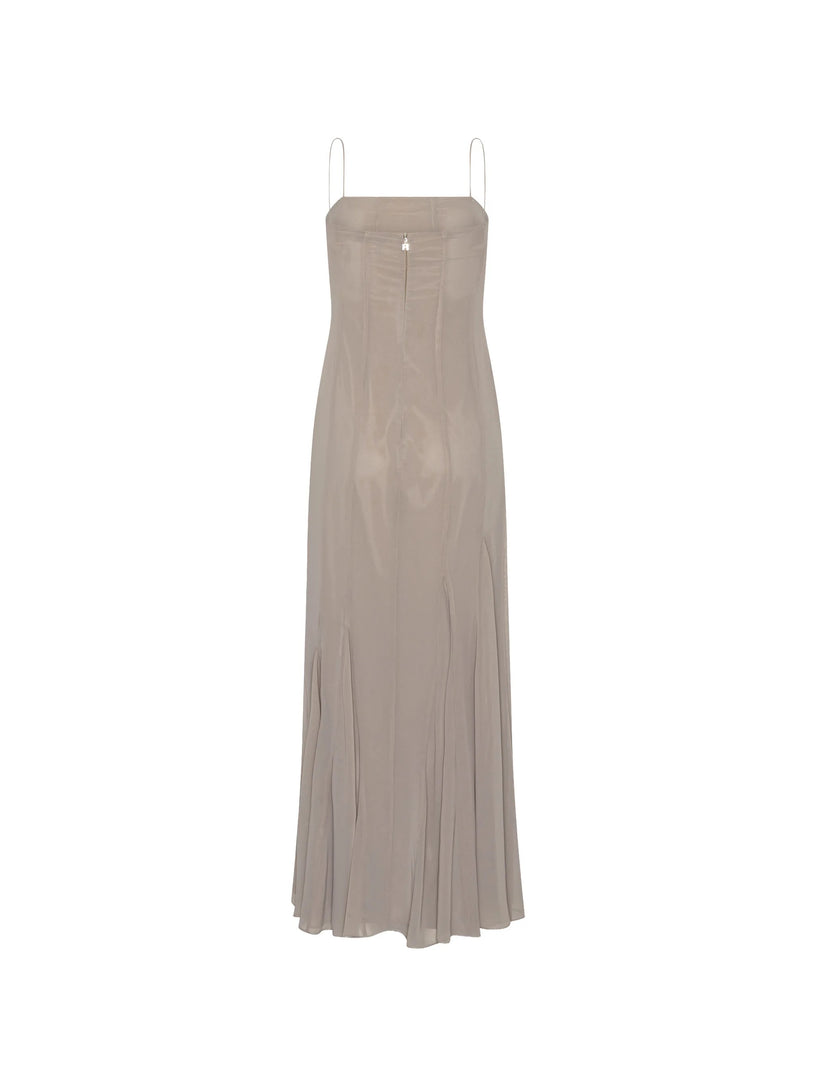 Long chiffon dress with shoulder straps