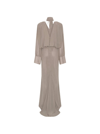 Long-sleeved chiffon dress