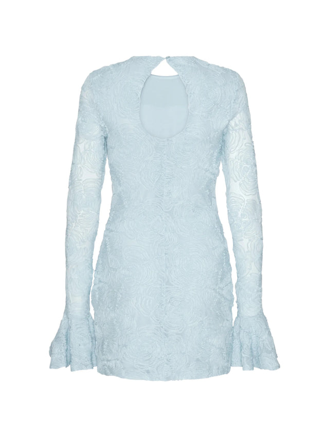 Mini dress with mesh ruffles