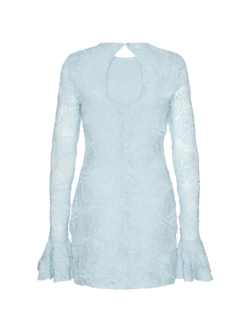 Mini dress with mesh ruffles