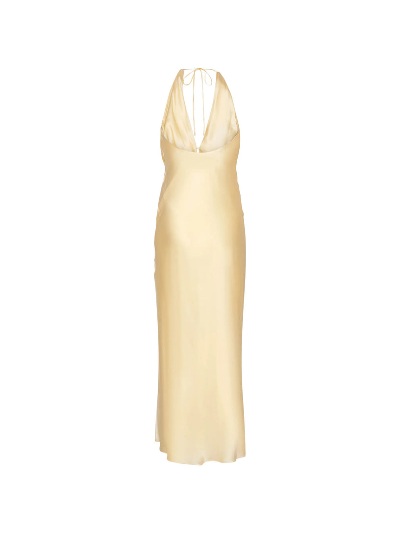 Chiffon dress with halter neckline