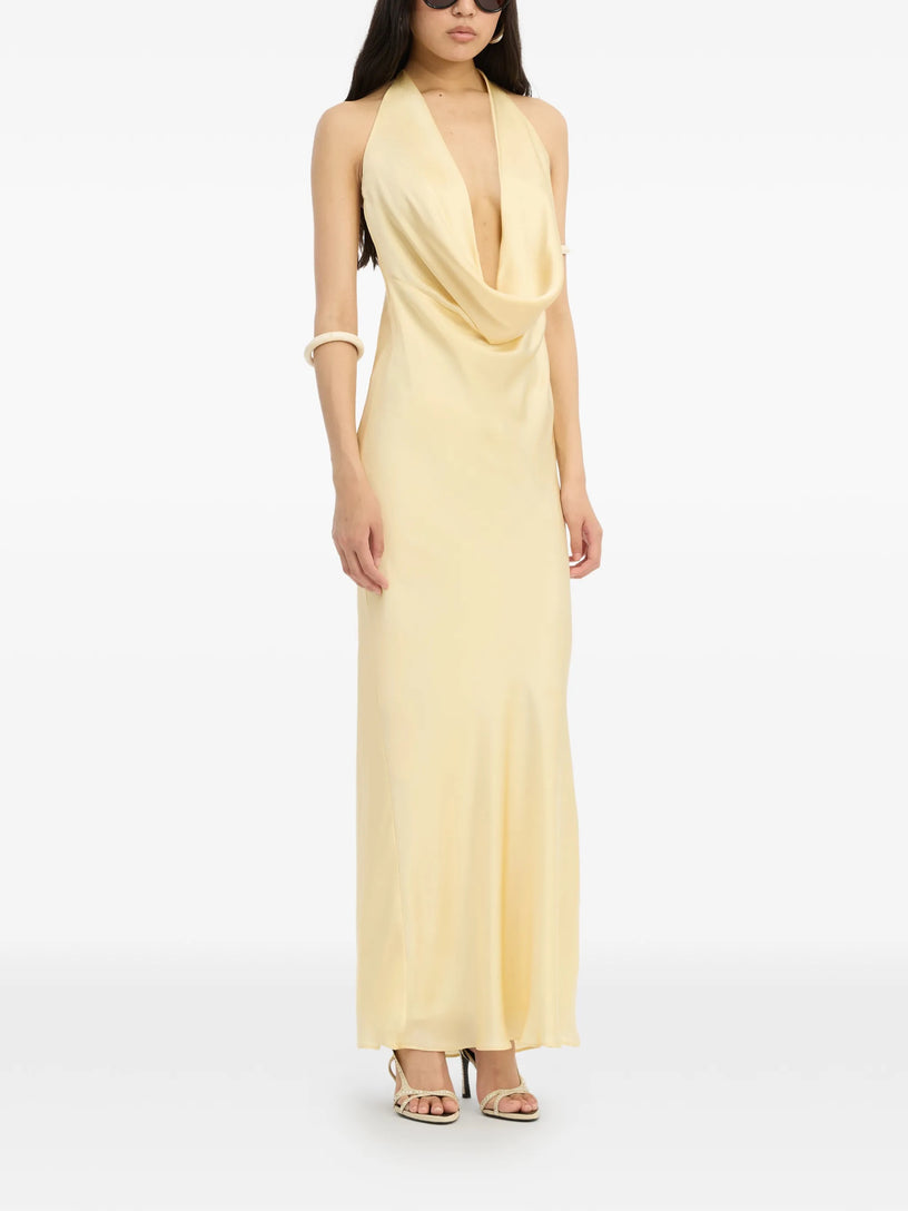 Chiffon dress with halter neckline