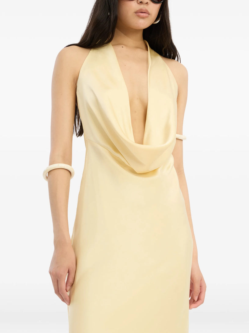 Chiffon dress with halter neckline