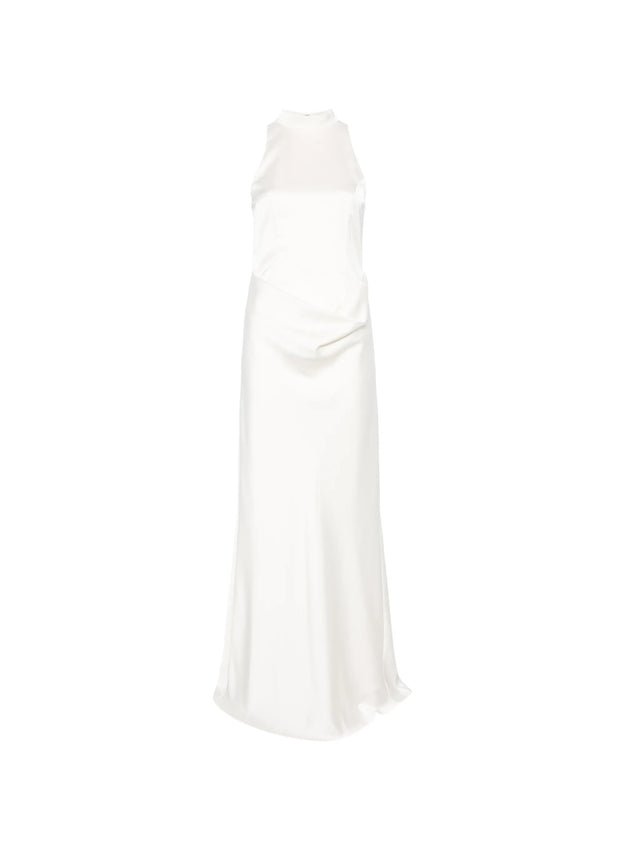 Long satin dress with train