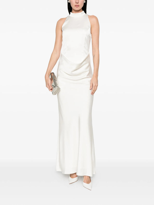 Long satin dress with train