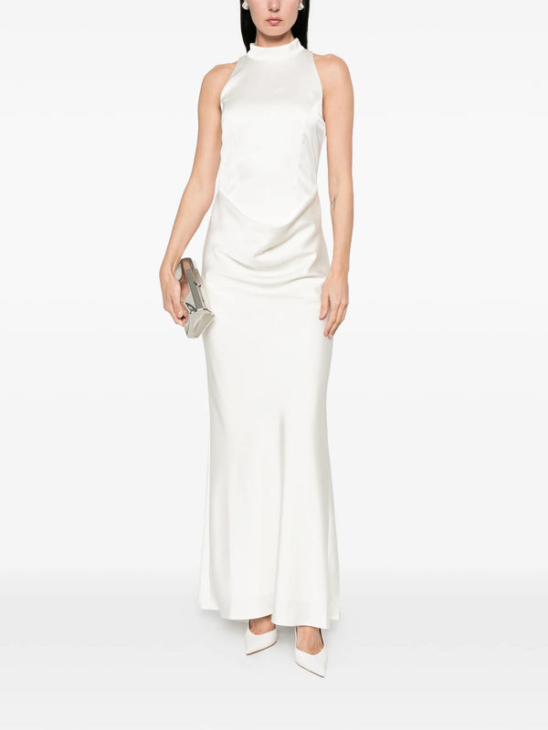 Long satin dress with train