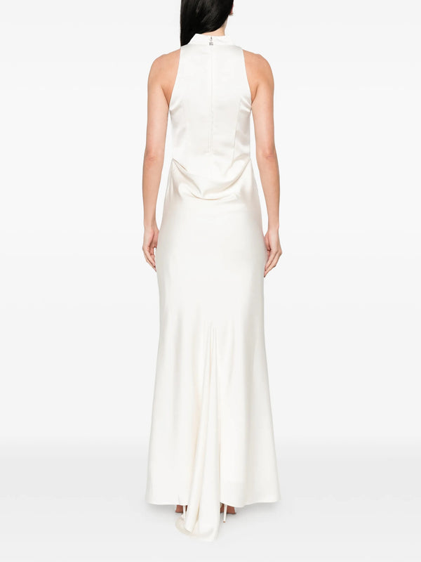 Long satin dress with train