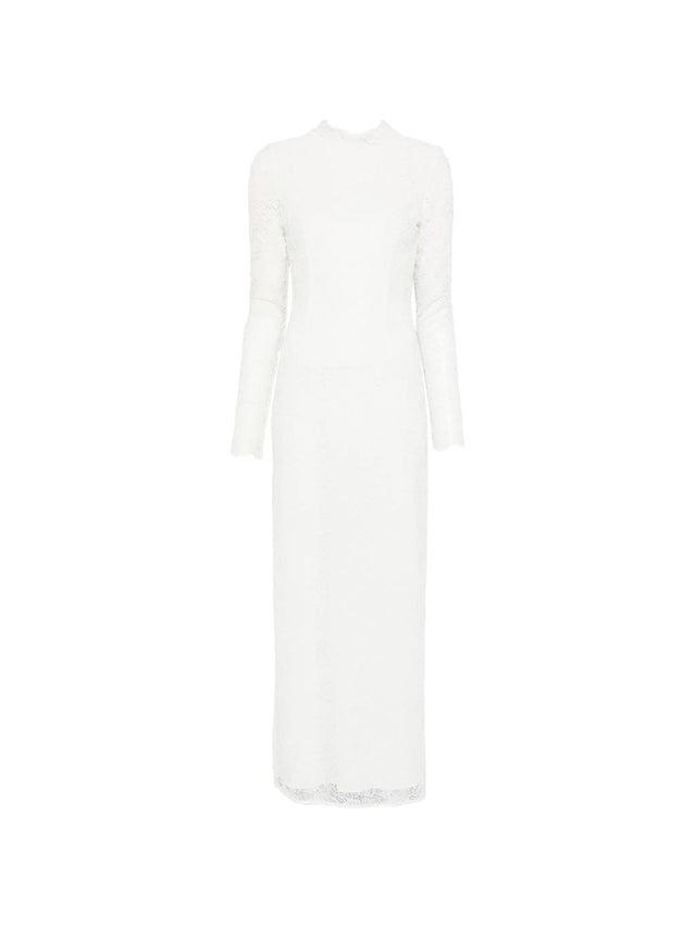 Crew-neck lace dress 
•Open back 
•Zip and button closure at the back 
•Back slit 
•Lined 
•100% polyester 
•Made in China