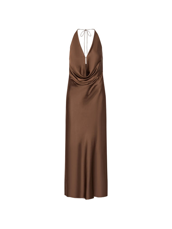 Abito in chiffon con scollo all'americana