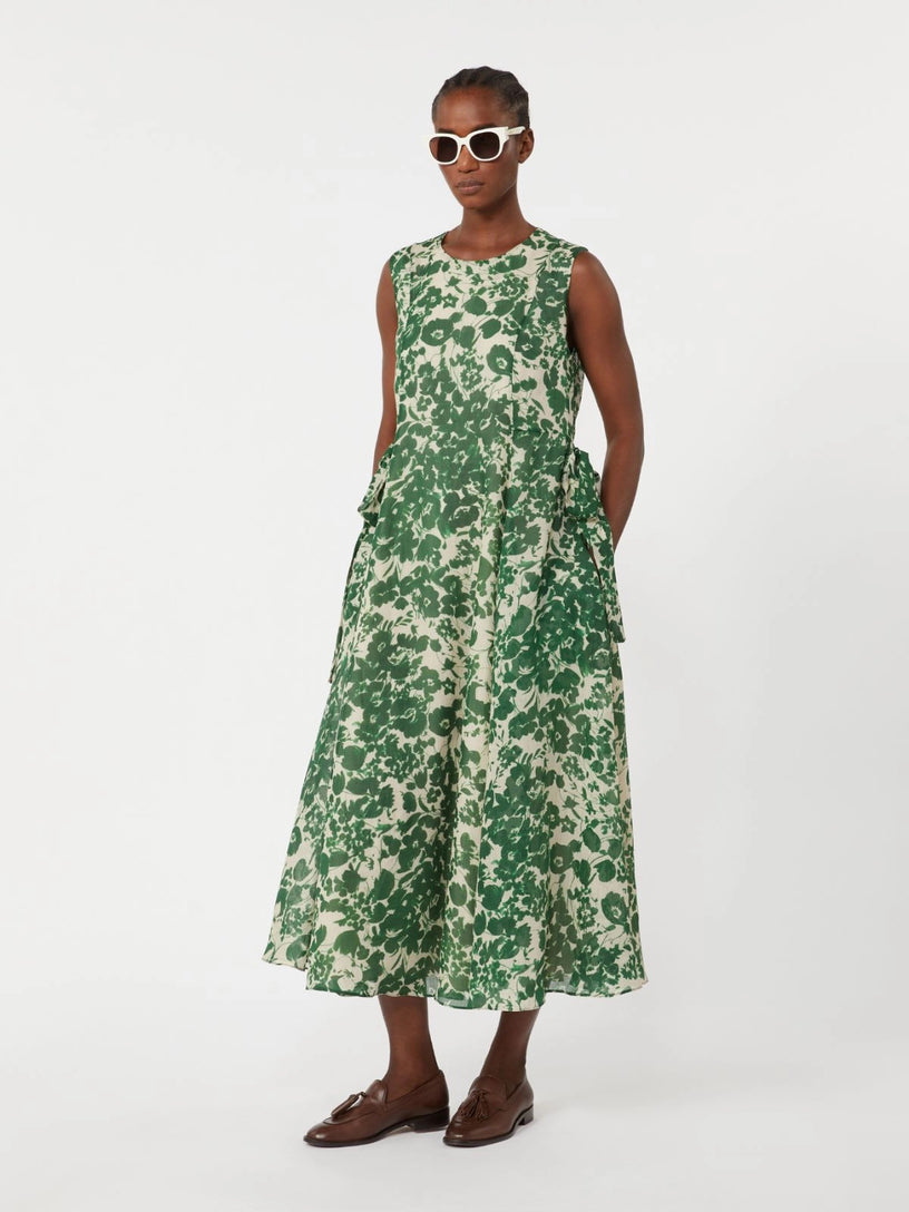 Printed ramie canvas dress