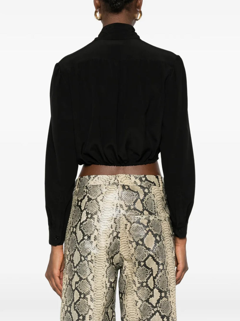 Blusa con collo lavallière in seta