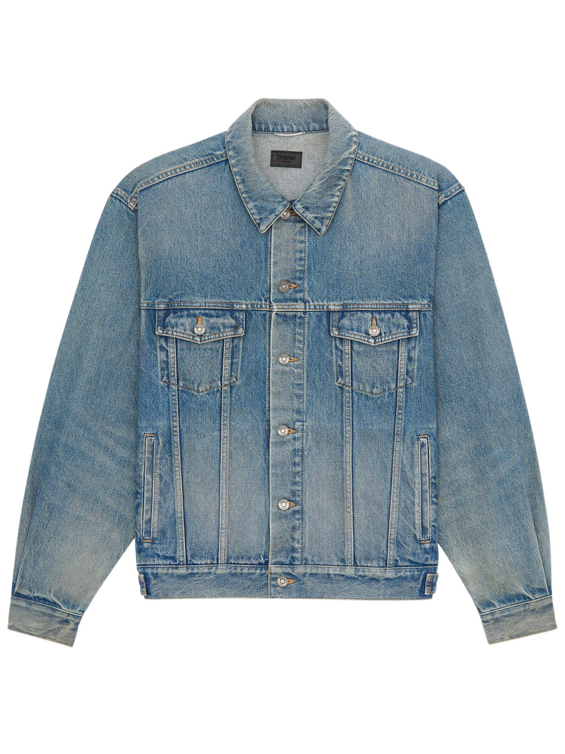 Trucker jacket in midi blue denim