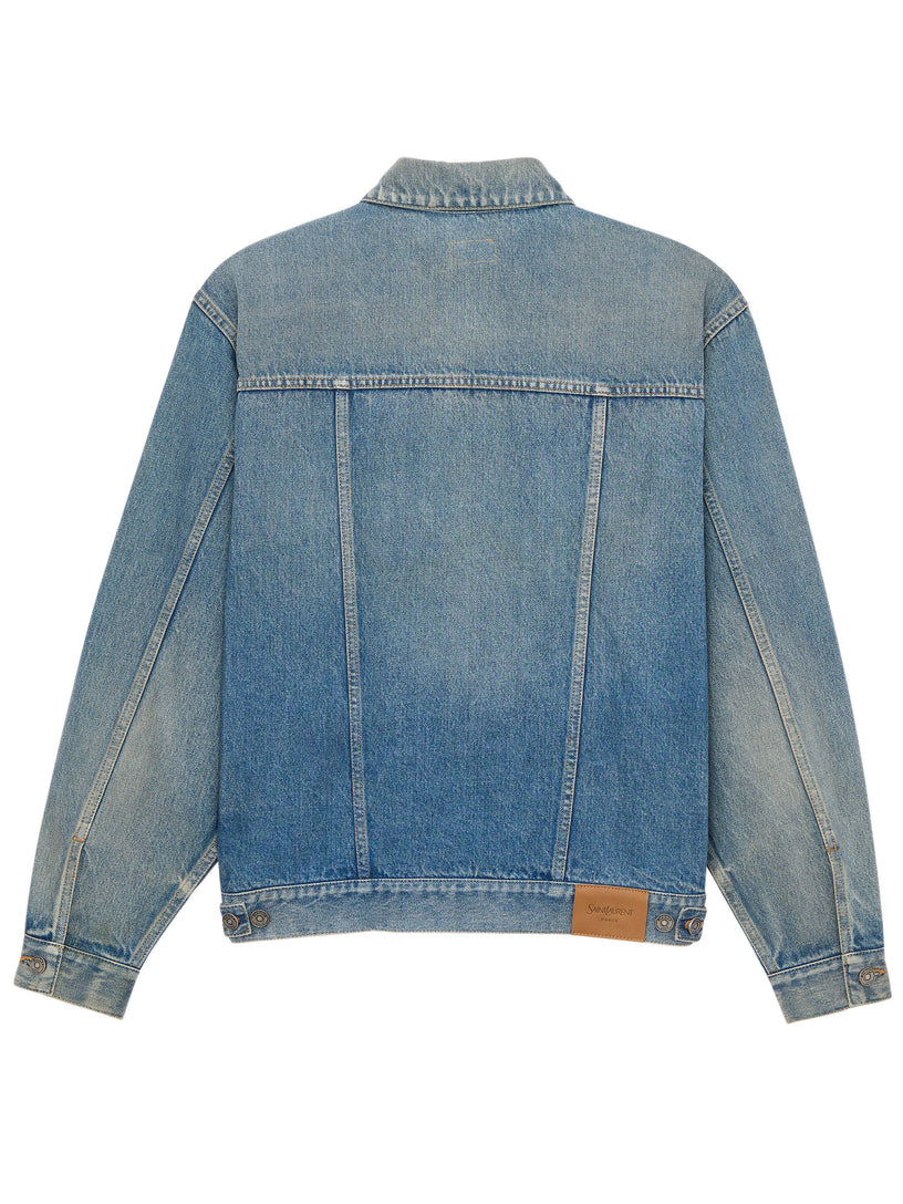 Trucker jacket in midi blue denim
