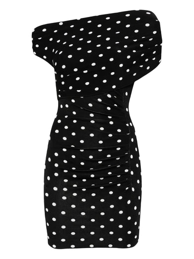 Polka dot knit mini dress