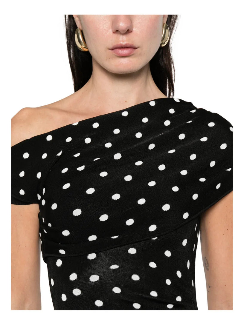Polka dot knit mini dress