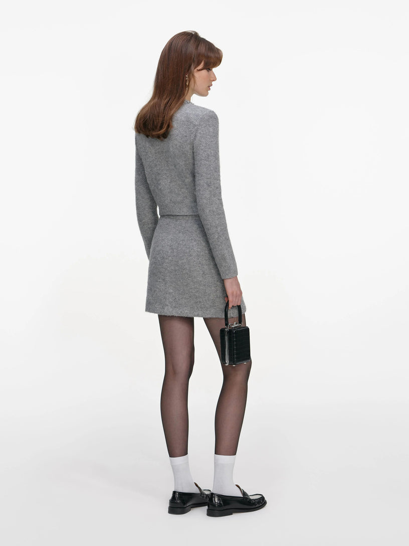 Fluffy knit mini skirt