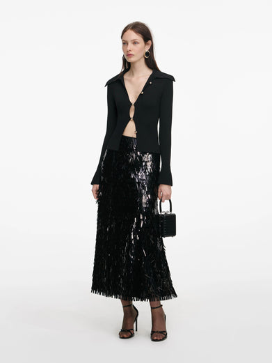 Button down knit top