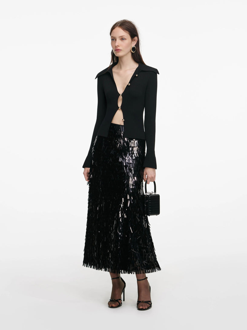 Button down knit top