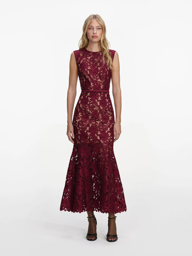 Guipure lace midi dress