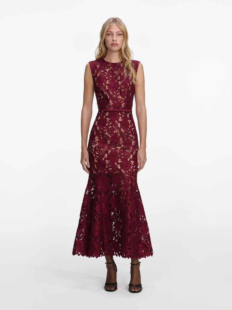 Guipure lace midi dress