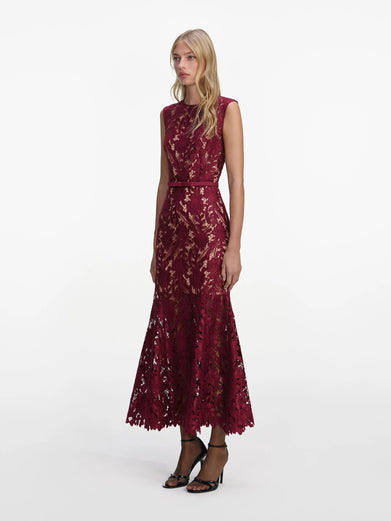 Guipure lace midi dress