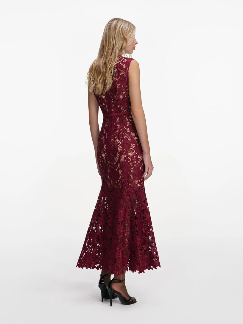 Guipure lace midi dress
