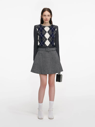 Argyle crystal trim jumper