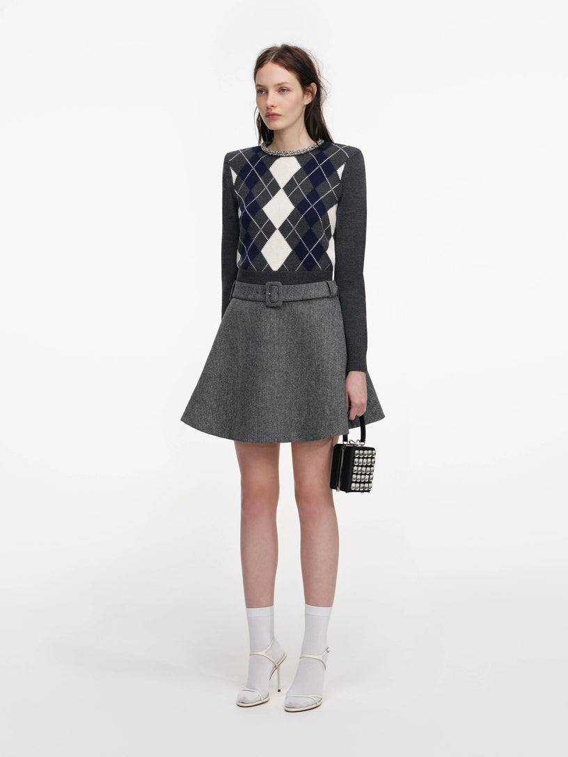 Argyle crystal trim jumper