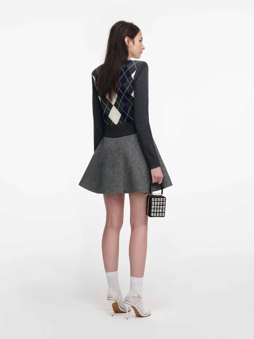 Argyle crystal trim jumper
