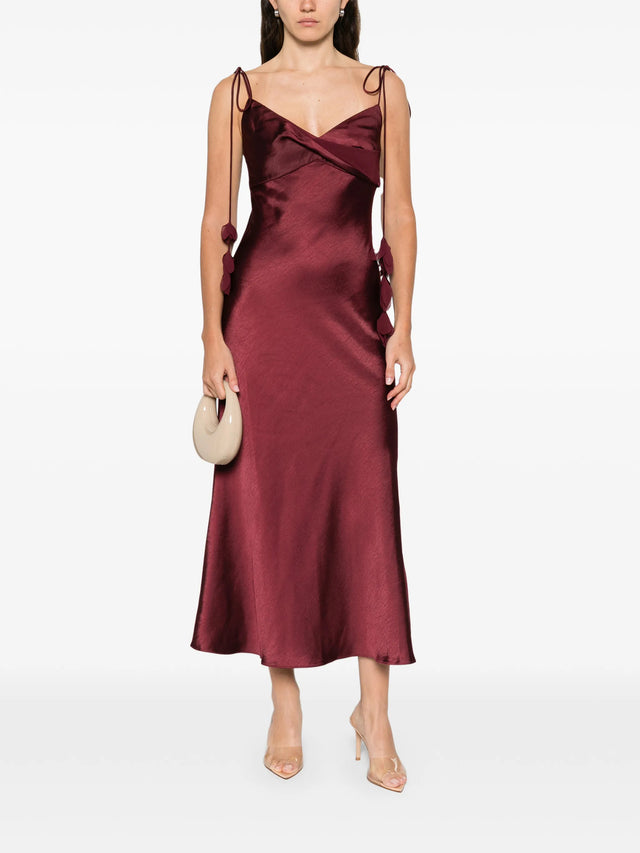 Satin flower midi dress