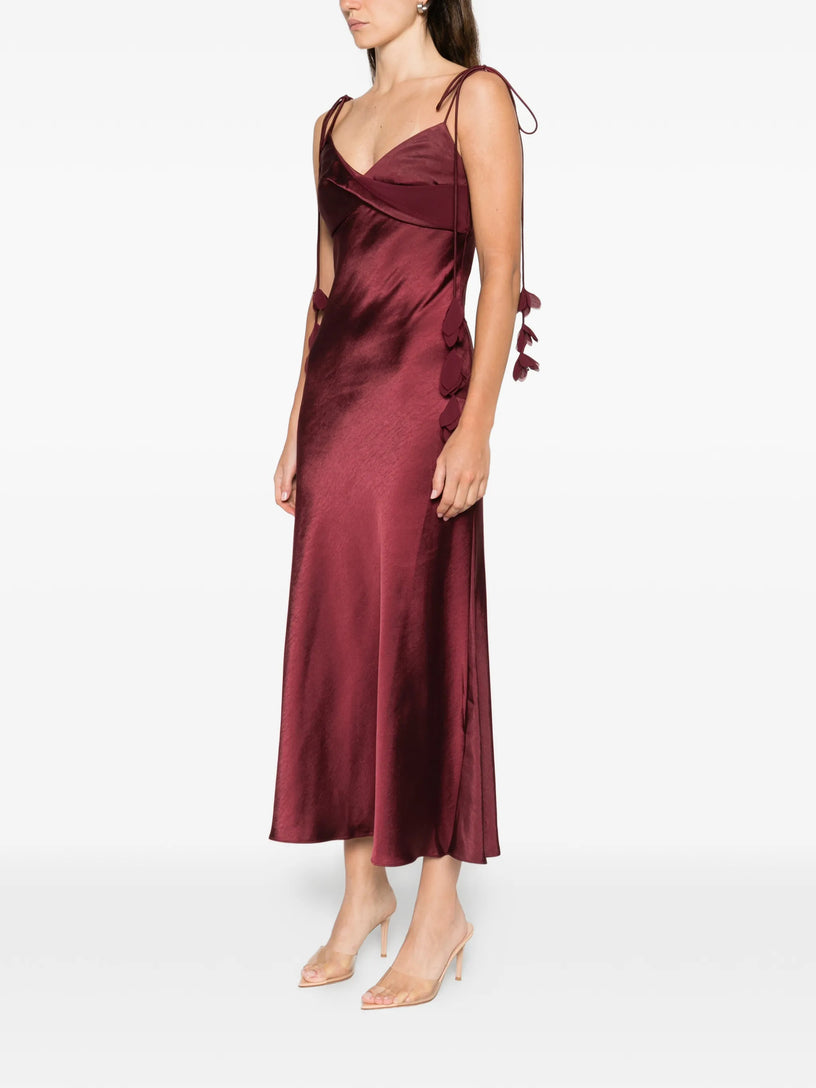 Satin flower midi dress