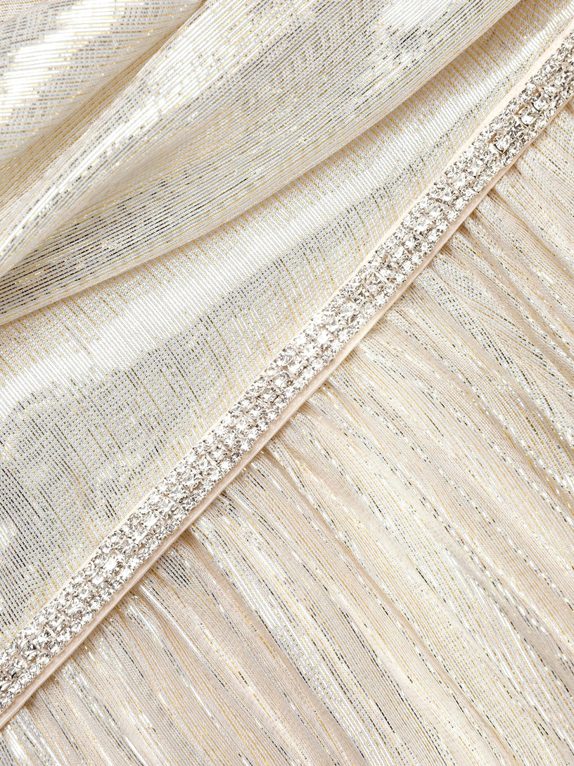 Long metallic chiffon dress