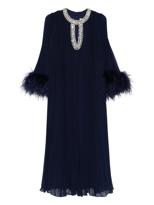 Chiffon feather midi dress