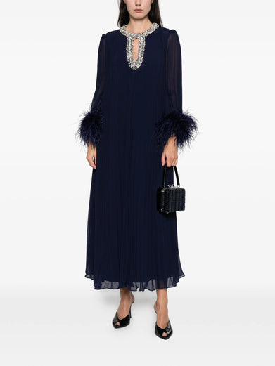 Chiffon feather midi dress